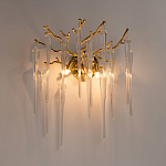 Бра золотого цвета с разветвленными ветвями и длинными прозрачными подвесками в форме стеклянных сосулек Droplet Chandelier варинант исполнения - 2 | Loft Concept в Самаре