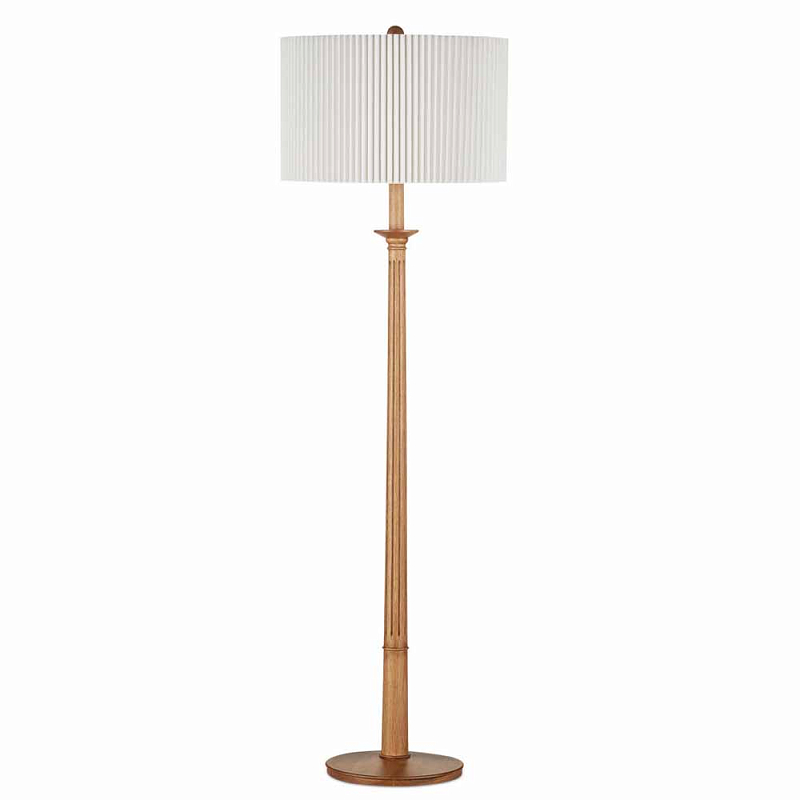 Торшер с фактурным абажуром на деревянном основании Pleated Floor Lamp Торшер с фактурным абажуром на деревянном основании Pleated Floor Lamp в Самаре | Loft Concept
