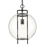 Подвесной светильник в форме шара из прозрачного стекла на линейном черном каркасе  Glass Ball with Seeds варинант исполнения - 2 | Loft Concept в Самаре