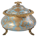 Шкатулка голубого цвета с золотым растительным узором Eden Garden варинант исполнения - 1 | Loft Concept в Самаре
