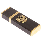 Флешка на 16 гб с декоративной металлической вставкой Герба РФ из натурального камня Обсидиан Черный Stone Flash Drive варинант исполнения - 1 | Loft Concept в Самаре