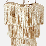 Трехъярусная люстра с подвесками из круглых деревянных бусин белая White Beads Three-tier Chandelier  варинант исполнения - 4 | Loft Concept в Самаре