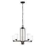 Люстра бронзового цвета с 5-ю матовыми стеклянными плафонами Generation Lighting варинант исполнения - 2 | Loft Concept в Самаре