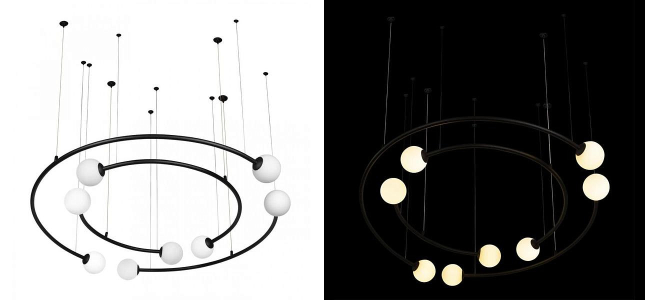 Дизайнерская Модульная Люстра PLANETARY two rings Black 100 см Дизайнерская Модульная Люстра PLANETARY two rings Black 100 см - Loft-Concept в Самаре