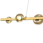 Люстра светодиодная линейная с 6-ю круглыми плафонами коньячного цвета Iona Chandelier Brass  варинант исполнения - 2 | Loft Concept в Самаре