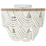 Круглый потолочный светильник с подвесками из круглых деревянных бусин Wooden Beads White Ceiling Lamp варинант исполнения - 2 | Loft Concept в Самаре