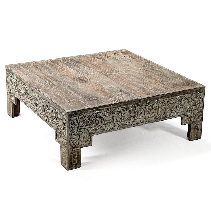 Кофейный стол Carved Сoffee table ручная резьба по дереву Коричневый винтаж в Самаре | Loft Concept 