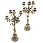 Подсвечники из бронзы на 10 свечей на подставке из камня креноид Stone Candlestick варинант исполнения - 2 | Loft Concept в Самаре