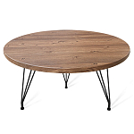 Стол журнальный c коричневой круглой столешницей на трех металлических ножках Charm Coffee Table варинант исполнения - 1 | Loft Concept в Самаре