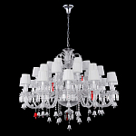 Люстра многоярусная с 30-ю белыми текстильными абажурами и хрустальными подвесками Lustre Reverie варинант исполнения - 2 | Loft Concept в Самаре