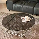 Дизайнерский журнальный стол с круглой столешницей на стальном основании Rivetyk варинант исполнения - 3 | Loft Concept в Самаре