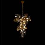 Люстра подвесная вытянутой формы с плафонами из стекла и металла с двумя вертикальными подвесками Gilded Mirage  варинант исполнения - 3 | Loft Concept в Самаре