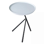 Столик приставной с круглой серой столешницей и черным основанием Round Stable Table варинант исполнения - 2 | Loft Concept в Самаре