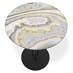 Стол журнальный с круглой столешницей из стекла Gray and Gold Marble варинант исполнения - 2 | Loft Concept в Самаре