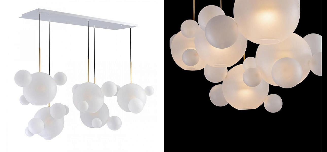 Линейный Светодиодный Светильник Giopato & Coombes Bubble Chandelier Linear Circle матовое белое стекло 5 плафонов Линейный Светодиодный Светильник Giopato & Coombes Bubble Chandelier Linear Circle матовое белое стекло 5 плафонов - Loft-Concept в Самаре