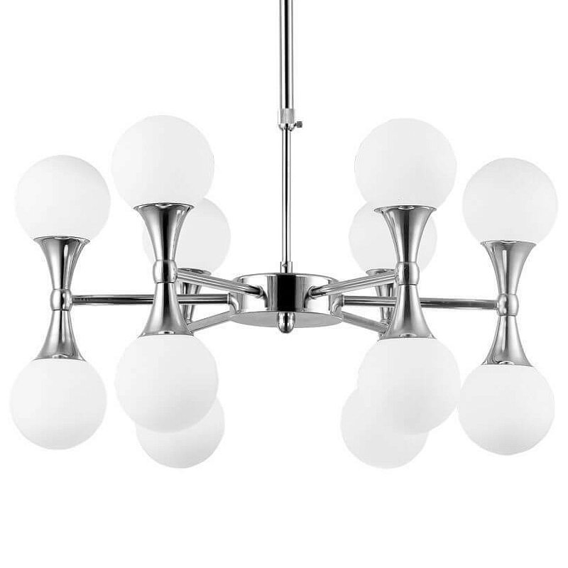 Люстра Ball Valley Chandelier Chromium 12 Белый Хром Люстра Ball Valley Chandelier Chromium 12 Белый Хром в Самаре | Loft Concept