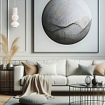 Подвесной светильник белого цвета с тремя геометрическими плафонами Alora Mood варинант исполнения - 7 | Loft Concept в Самаре