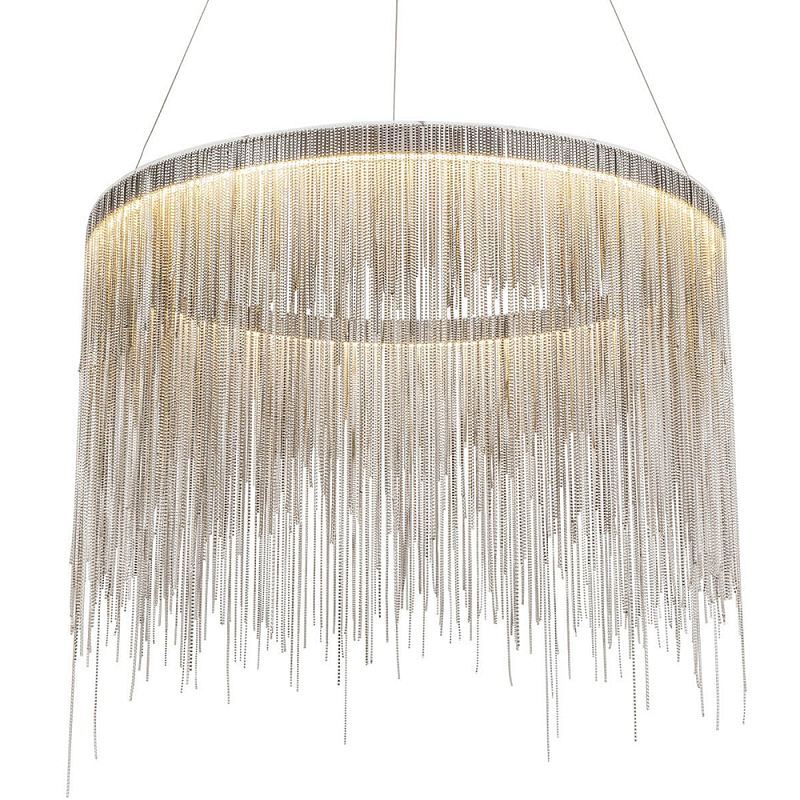 Подвесная кольцевая люстра с металлическими цепочками Fringe Chain Horizontal Ring Light Хром Подвесная кольцевая люстра с металлическими цепочками Fringe Chain Horizontal Ring Light Хром в Самаре | Loft Concept