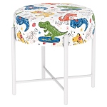 Пуф детский круглый с принтом на 4-х белых ножках Dinosaurs CHILDHOOD варинант исполнения - 1 | Loft Concept в Самаре