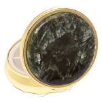 Таблетница карманная круглая с 3-мя отделениями и накладкой из натурального камня Серафинит Gold Stone Pillboxes варинант исполнения - 2 | Loft Concept в Самаре