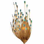 Бра настенное золотое с декором из бирюзовых элементов Peacock Tail варинант исполнения - 2 | Loft Concept в Самаре