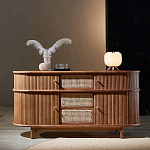 Дизайнерский комод овальный с фактурным фасадом и вставками из плетеных элементов Ambar варинант исполнения - 1 | Loft Concept в Самаре