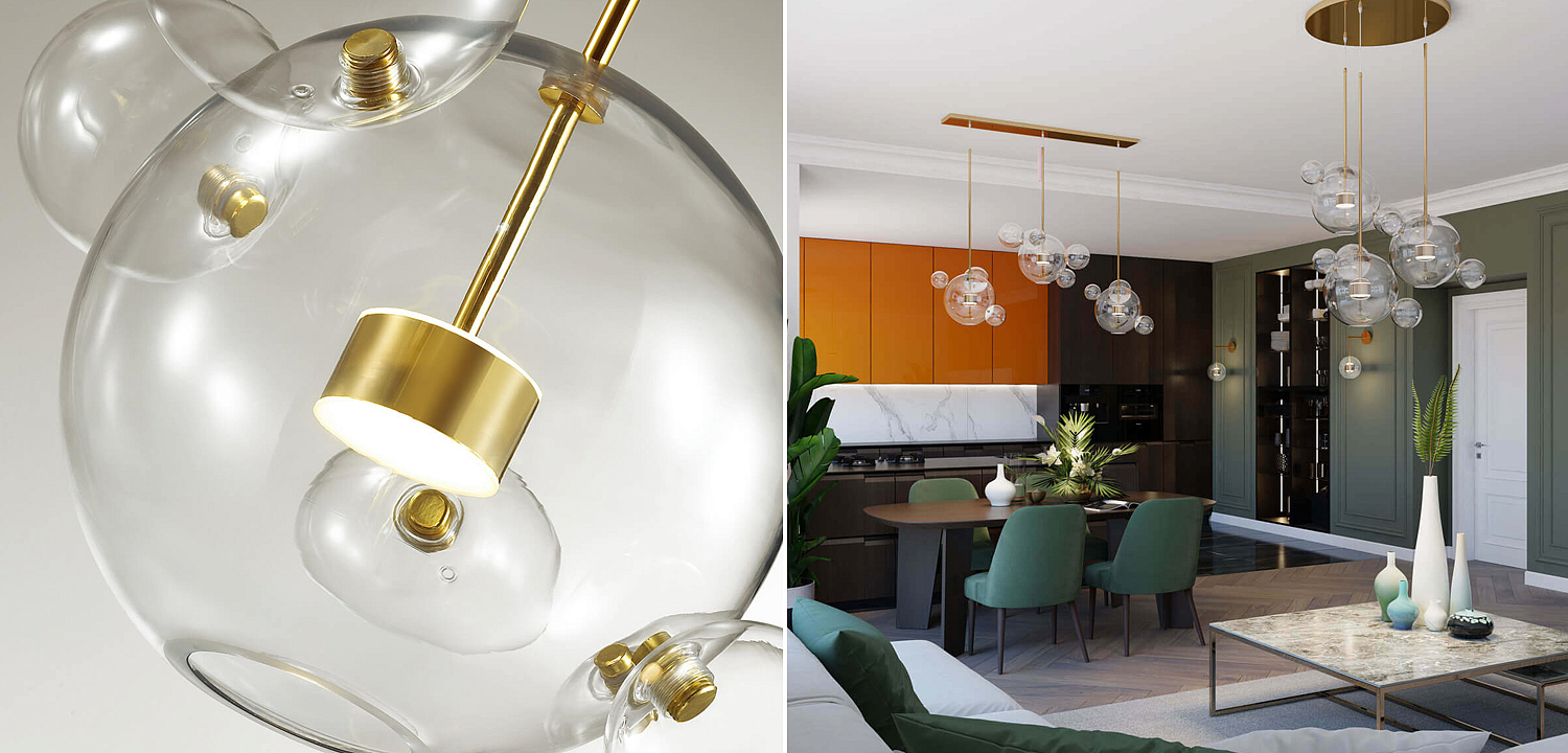 Люстра Transparent Bubble Chandelier Gold Circle Люстра Transparent Bubble Chandelier Gold Circle - Loft-Concept в Самаре