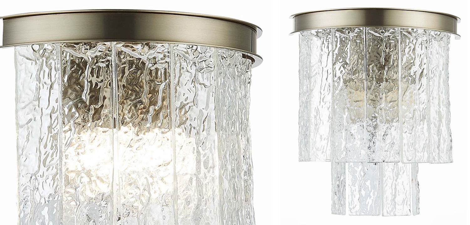 Бра Renea Textured Glass Wall Lamp Nickel Бра Renea Textured Glass Wall Lamp Nickel - Loft-Concept в Самаре