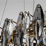 Люстра подвесная с овальными подвесками из стекла дымчатого цвета Harlow Crystal Round варинант исполнения - 3 | Loft Concept в Самаре