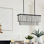 Люстра линейная прямоугольная с подвесками из натурального перламутра Nacre варинант исполнения - 5 | Loft Concept в Самаре