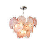 Люстра с каскадом из круглых розовых стеклянных дисков Pink Light Waterfall варинант исполнения - 2 | Loft Concept в Самаре