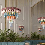 Люстра круглая с декором из разноцветных элементов в виде листьев Changing Seasons варинант исполнения - 12 | Loft Concept в Самаре