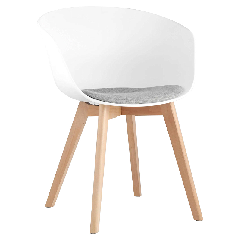 Стул из пластика с мягким сиденьем Eames Белый Бежевый Серый Стул из пластика с мягким сиденьем Eames Белый Бежевый Серый в Самаре | Loft Concept
