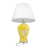 Настольная лампа желтая с изображением белых птиц Flight Among Acacia варинант исполнения - 3 | Loft Concept в Самаре