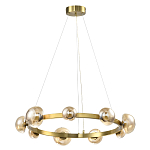 Люстра подвесная светодиодная с 9-ю круглыми плафонами коньячного цвета Iona Chandelier Brass  варинант исполнения - 1 | Loft Concept в Самаре
