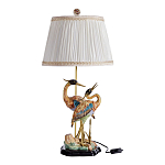 Настольная лампа с абажуром и основанием в виде двух цапель Porcelain Heron Lamp варинант исполнения - 1 | Loft Concept в Самаре