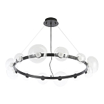 Люстра подвесная круглая с 12-ю прозрачными куполообразными плафонами и черным металлическим основанием Flos Wireline Lighting варинант исполнения - 2 | Loft Concept в Самаре