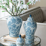 Ваза с крышкой и голубым цветочным рисунком на белом фоне Blue & White Ornament варинант исполнения - 5 | Loft Concept в Самаре