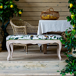 Банкетка из натурального бука золотистая с изображением птиц и цветов Blooming Birds варинант исполнения - 4 | Loft Concept в Самаре