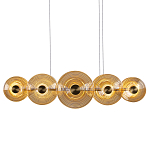 Люстра подвесная светодиодная со стеклянными плафонами янтарного цвета в форме дисков Savio Glass Disc варинант исполнения - 1 | Loft Concept в Самаре