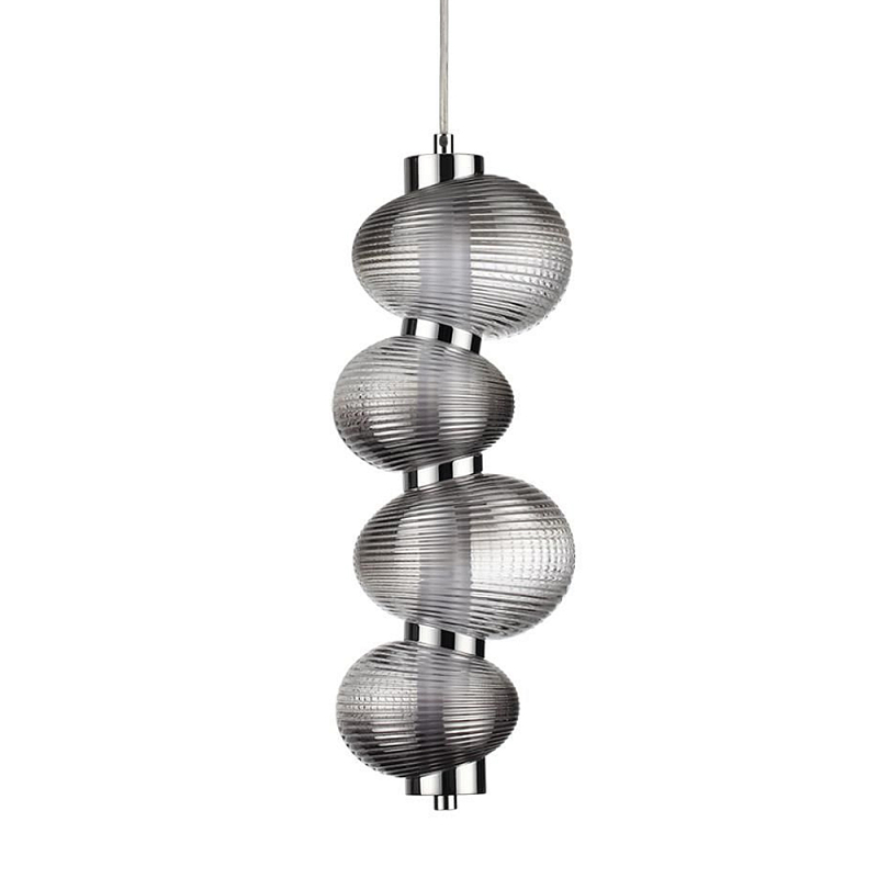 Подвесной светильник с 4-мя рифлеными стеклянными шарами Marcelh Light Бронза Прозрачный Хром Серый в Самаре | Loft Concept 