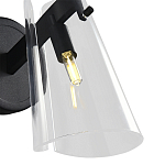 Бра конусообразной формы из прозрачного акрила и черной стали Glass Cylinder Black варинант исполнения - 4 | Loft Concept в Самаре