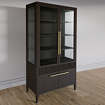 Витрина Primo со стеклянными фасадами и буфетом шпон Темный орех варинант исполнения - 3 | Loft Concept в Самаре