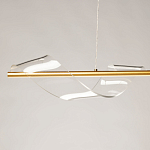 Люстра линейная золотистого цвета с двумя прозрачными волнистыми элементами Wave Line варинант исполнения - 4 | Loft Concept в Самаре