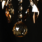 Люстра подвесная круглая с тканевым полупрозрачным абажуром и подвесками 4 лампы Gilded Elegance варинант исполнения - 7 | Loft Concept в Самаре