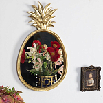 Зеркало овальной формы с золотистой рамкой и декоративной верхушкой в виде ананаса Pineapple Shine  варинант исполнения - 2 | Loft Concept в Самаре