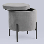 Серый пуф на черных ножках SANJAY варинант исполнения - 2 | Loft Concept в Самаре