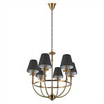 Люстра на металлическом основании бронзового цвета с 6-ю черными конусовидными абажурами Dignity варинант исполнения - 4 | Loft Concept в Самаре