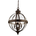 Подвесной светильник бронзового цвета с прозрачным стеклянным плафоном в форме шара в индустриальном стиле на цепи 4 лампы Feiss варинант исполнения - 1 | Loft Concept в Самаре