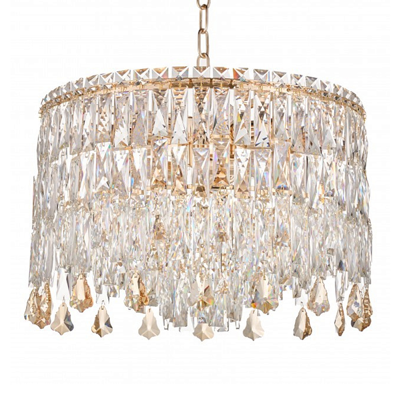 Люстра круглая с хрустальными подвесками на золотистом каркасе Roul Crystal Light Золотой Прозрачный Люстра круглая с хрустальными подвесками на золотистом каркасе Roul Crystal Light Золотой Прозрачный в Самаре | Loft Concept